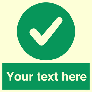 Custom green background, green circle with tick